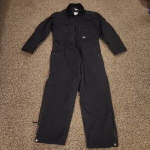 Walls Black Coveralls Blizzard Pruf Corduroy Collar Work Wear Canvas Insulated L